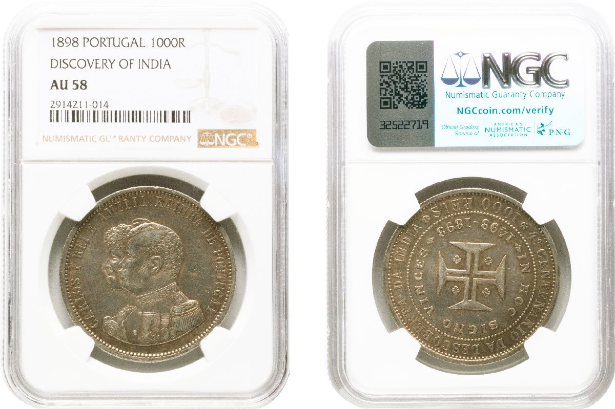 1862年 ポルトガル 5000レイス NGC AU58 ルイス1世