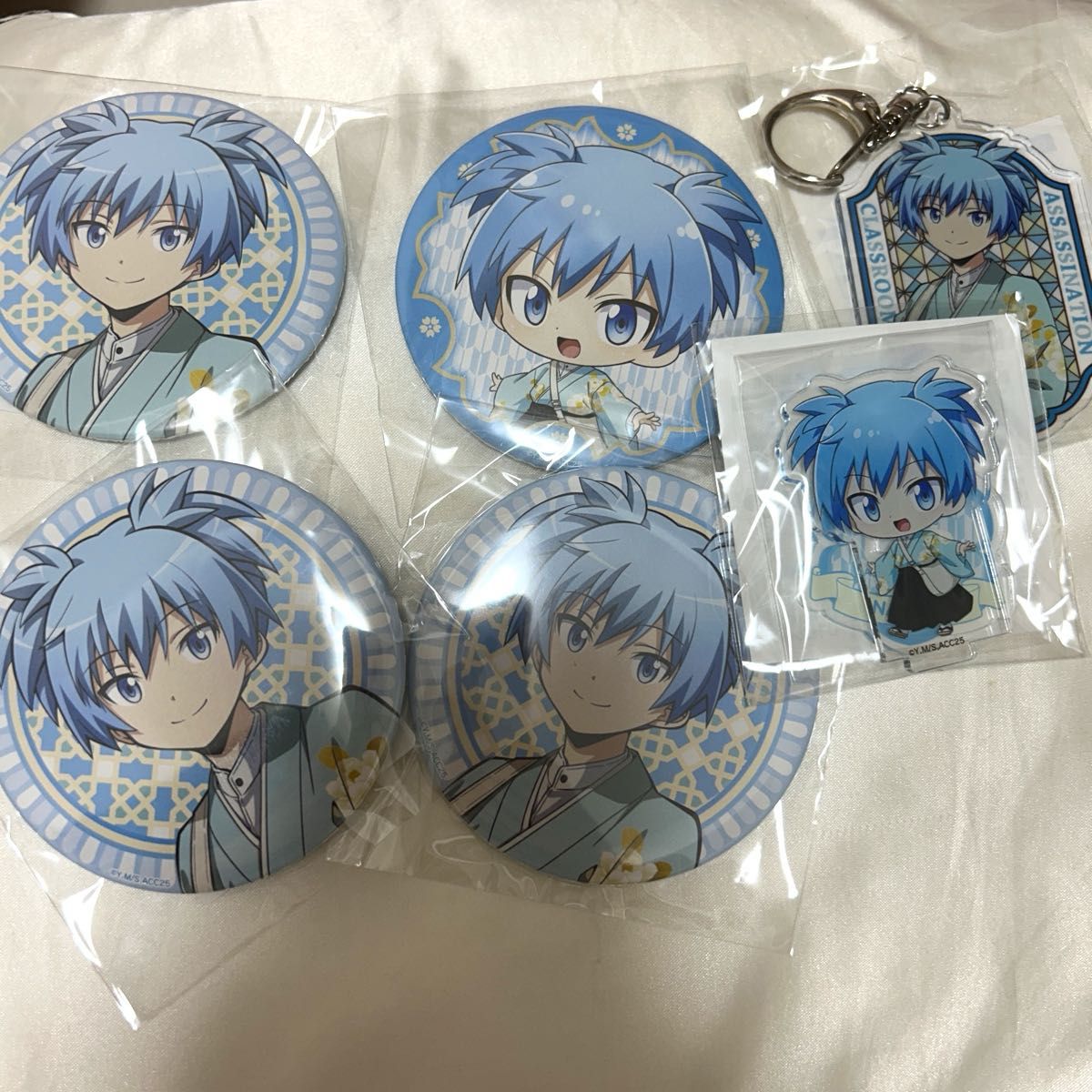 暗殺教室 潮田渚 くじ引き 6点セット 缶バッジ ミニアクスタ アクリル