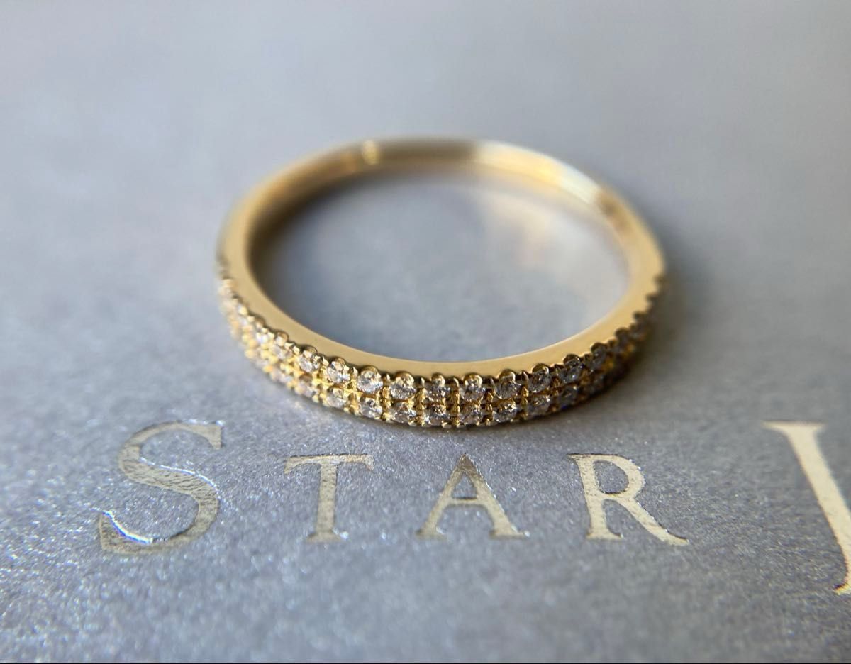 STAR JEWELRY スタージュエリー パヴェ ダイヤモンド 二連 ハーフ