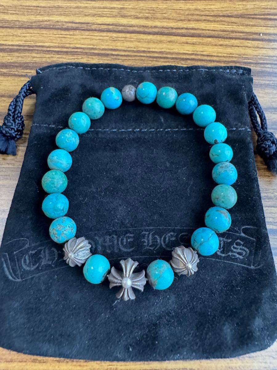 クロムハーツ ターコイズブレスレット シルバー クロス 数珠｜Yahoo