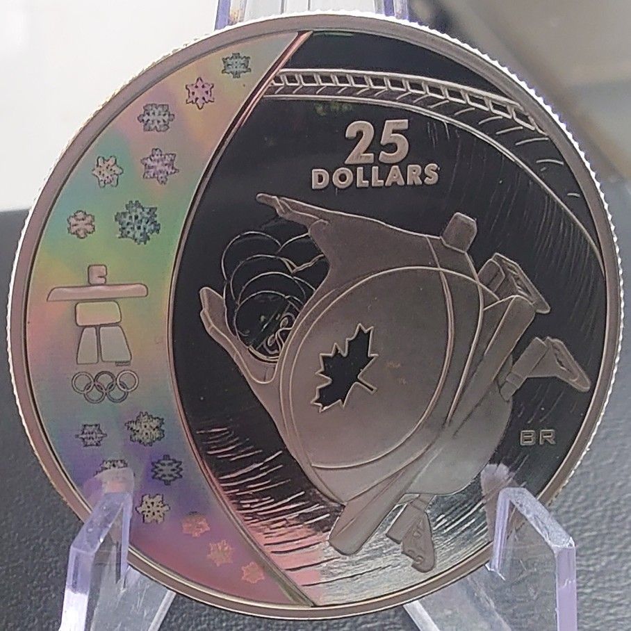 2008年 カナダ銀貨 バンクーバーオリンピック記念銀貨 ボブスレー
