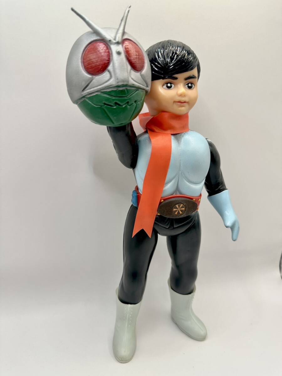 Yahoo!オークション - 美品 当時物 2本線 ブリキ 仮面ライダー ソフビ