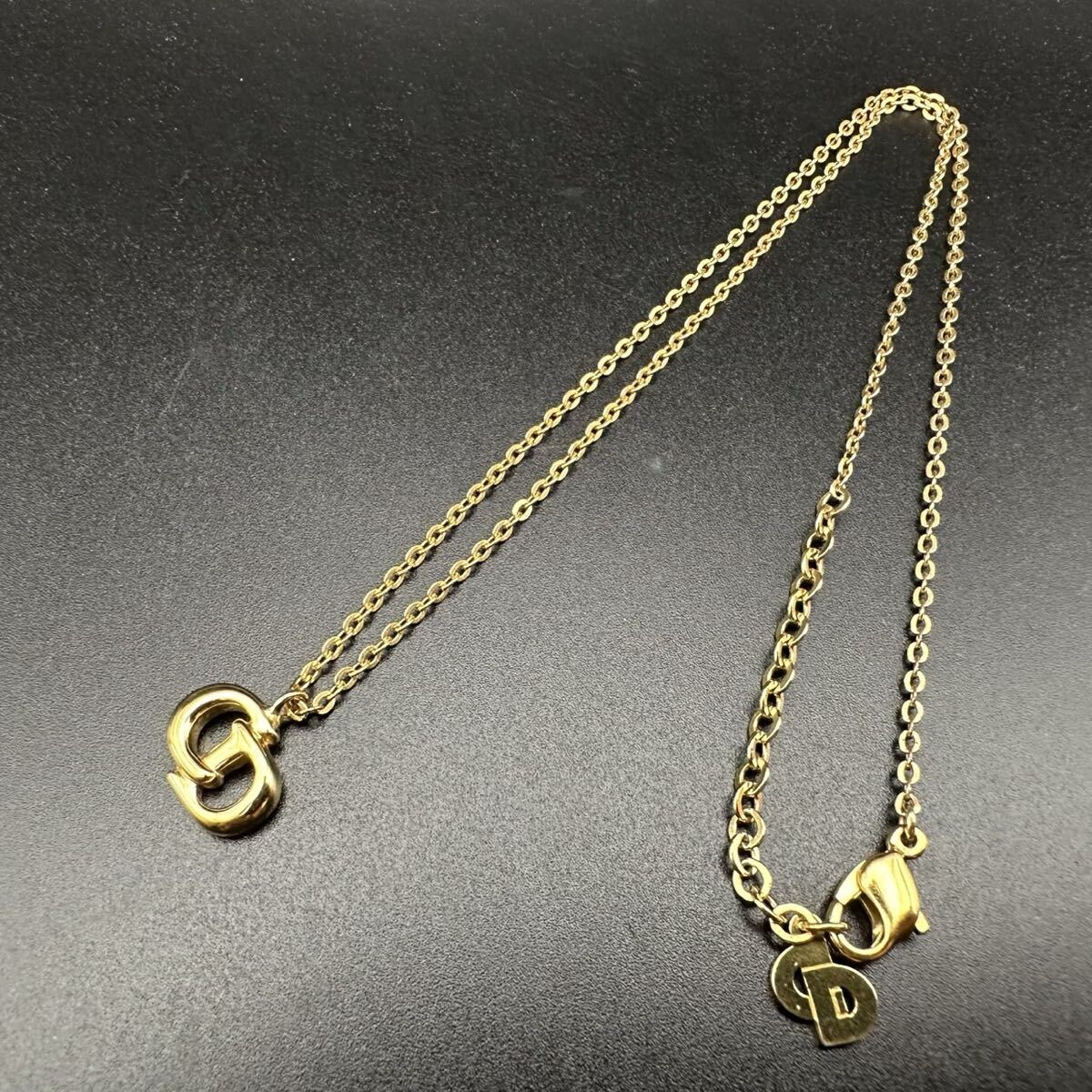 極美品 Dior ネックレス CD ロゴ ラインストーン 希少 刻印 1149