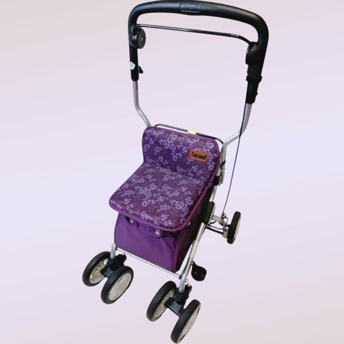 超美品 幸和製作所 TacaoF シルバーカー 花柄 紫 手押し車 歩行補助