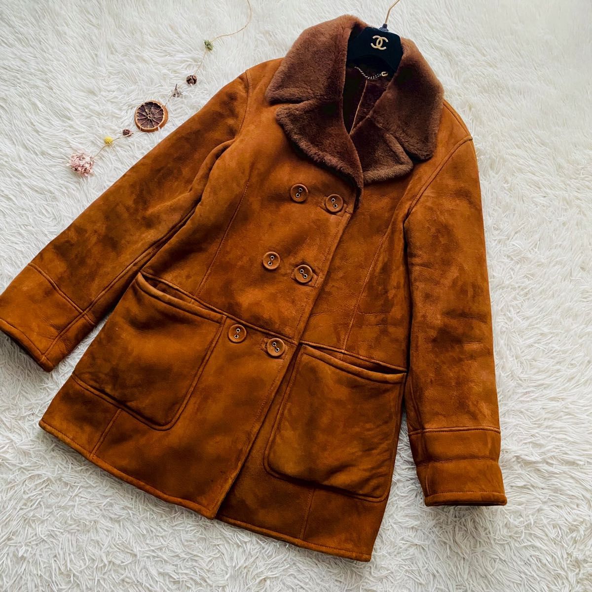 最高級イタリア製羊革スエード×ラムボア 極美品 ヴィンテージ ダブル