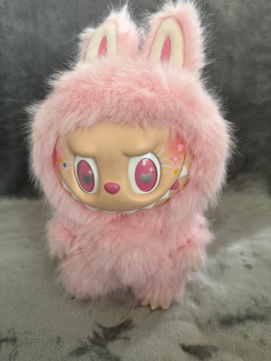 ジモモ38cm ピンクのうさぎの着ぐるみを着たモンスターのぬいぐるみ