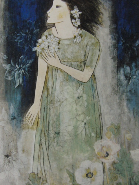 Yahoo!オークション - 菊川三織子 【白い花】 希少な額装用画集より 新