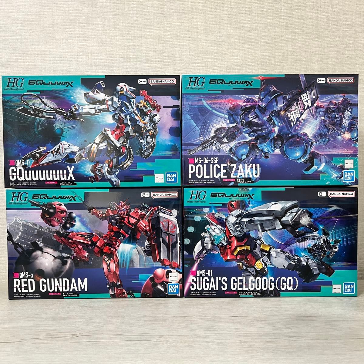 HGガンプラセット(ジークアクス 軍警ザク ゲルググ スガイ機 赤い