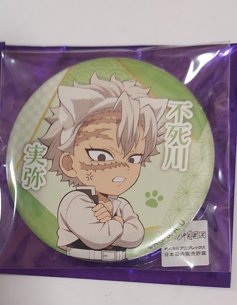 鬼滅の刃 ナンジャタウン 不死川実弥 缶バッジ ねこ型イラストシート