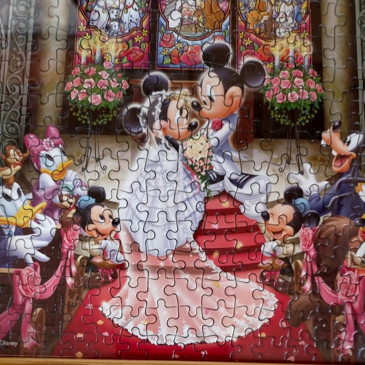 結婚式 ミッキー＆ミニー 額付き 教会 ステンドグラス DISNEY