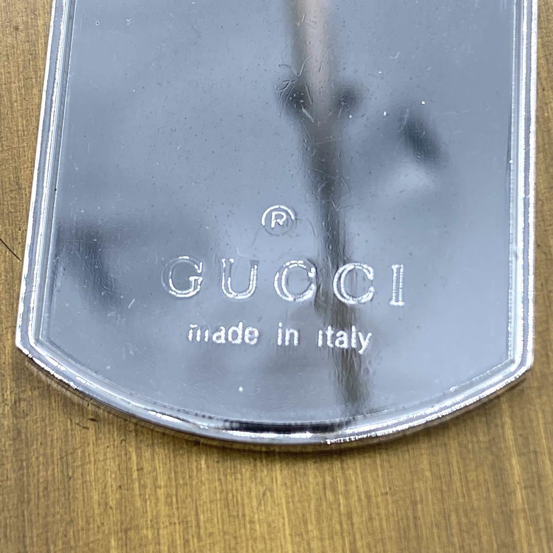 美品 GUCCI グッチ メタル ドッグタグ キーホルダー チャーム シルバー