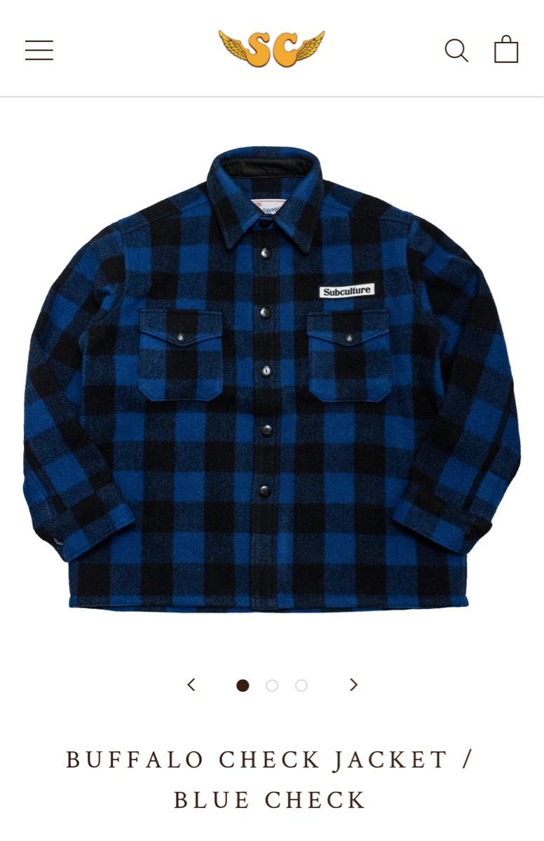 25AW最新作subcultureバッファローチェックジャケット青黒サイズ3新品