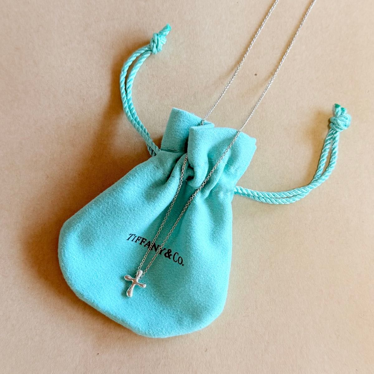 ティファニーTIFFANY 小さい十字架 クロス old刻印 ネックレス 約40cm
