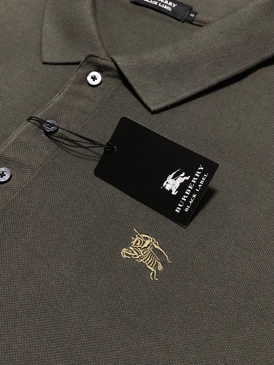 新品 L バーバリーブラックレーベル メンズ ポロシャツ サイズ3 ダーク