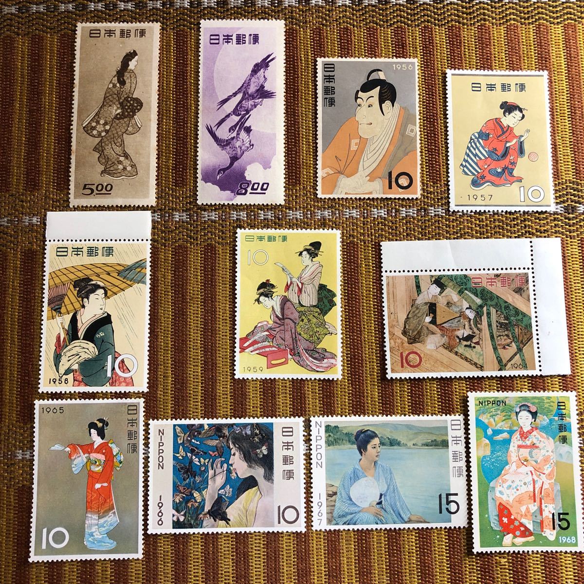 カタログ価40 420円 切手趣味週間初期11種 見返り美人 月に雁 貴重