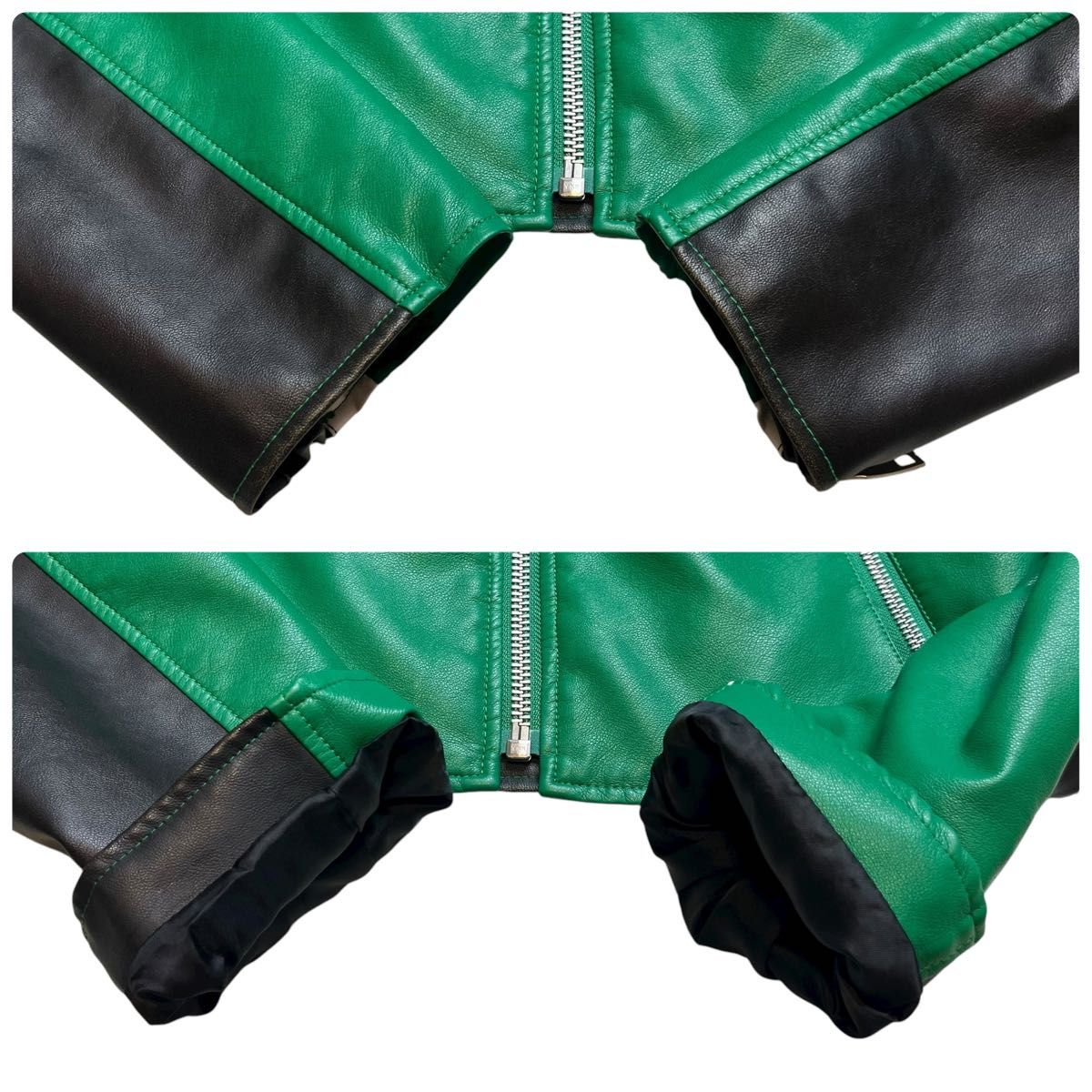 短丈 シングル ノーカラー ライダース ジャケット MOUSSY マウジー