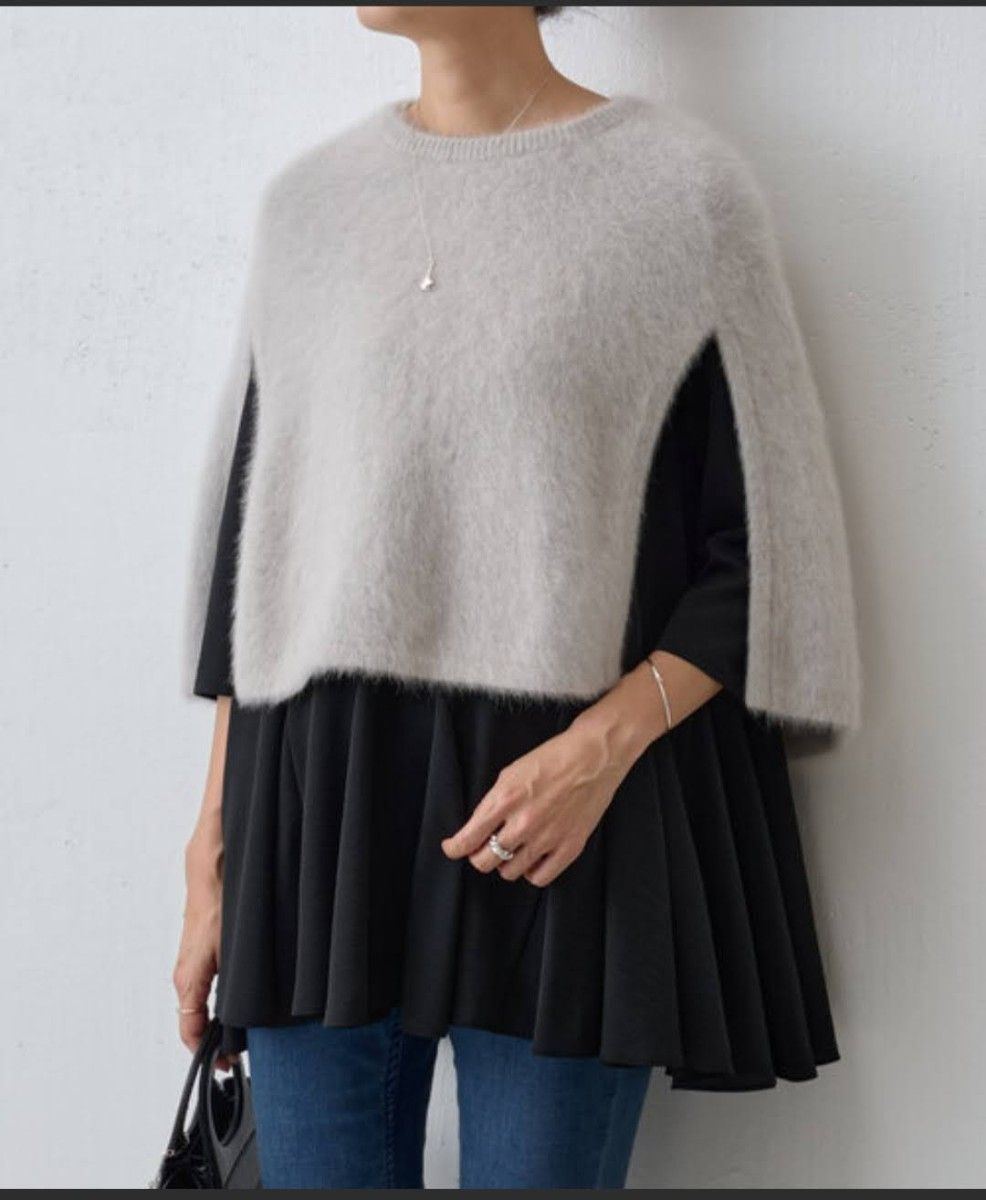 ビアズリー ファーニットポンチョ グレー 新品未使用｜Yahoo!フリマ