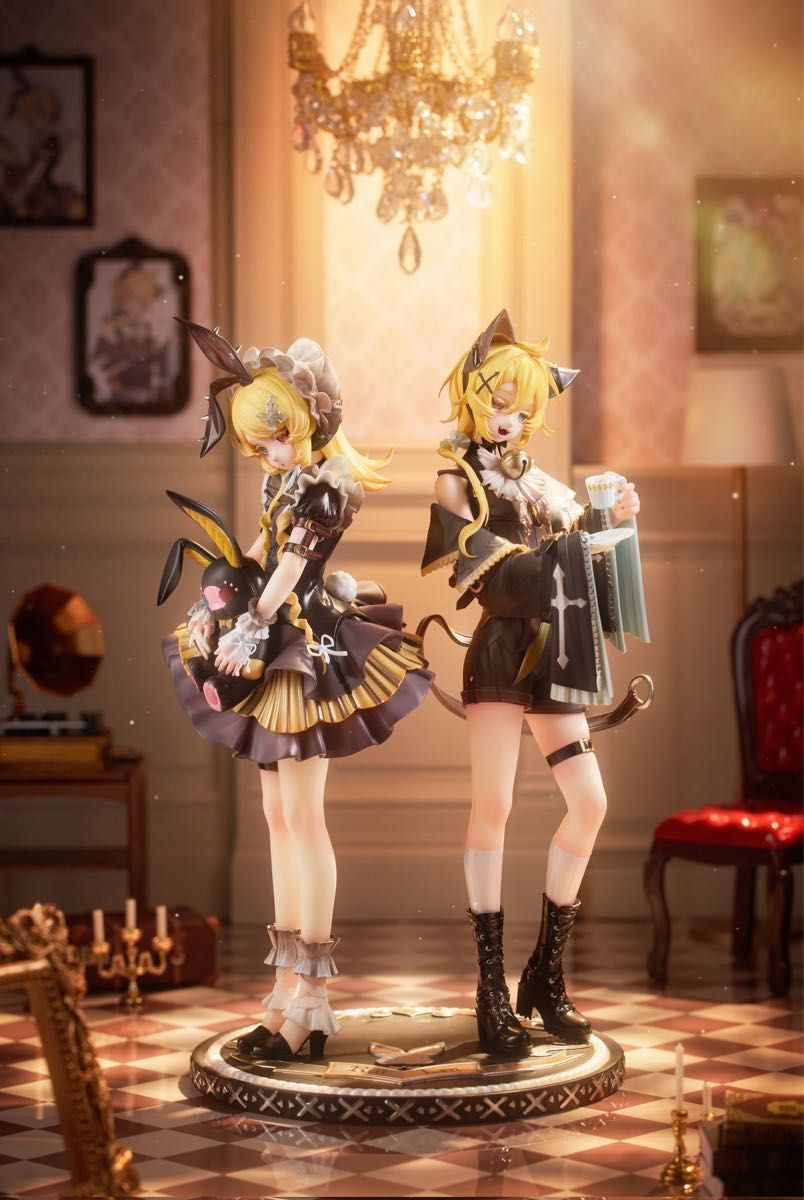 新品正規品 鏡音リン 鏡音レン ガレージキット 使い魔 黒猫 使い魔 黒