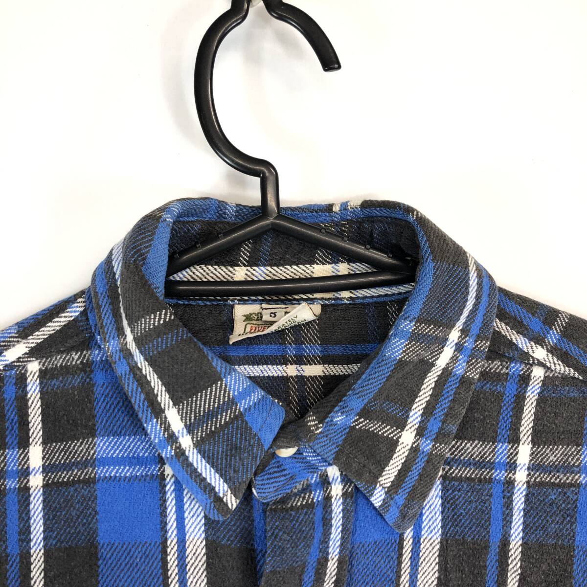 90s FIVE BROTHER ファイブブラザー ネルシャツ ブルー チェック柄 S