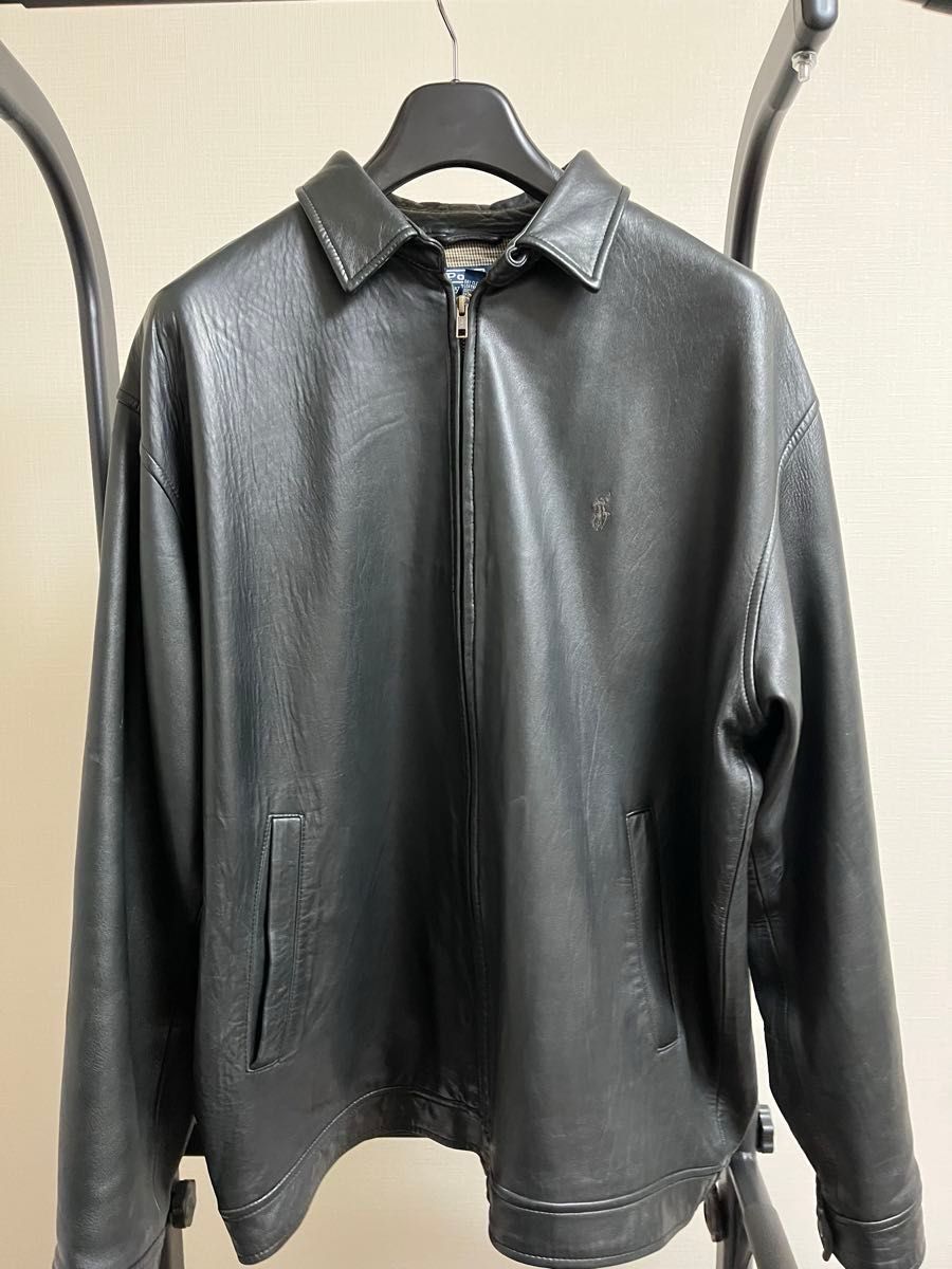 Polo by Ralph Lauren sizeXL 黒 レザー スイングトップ ジャケット