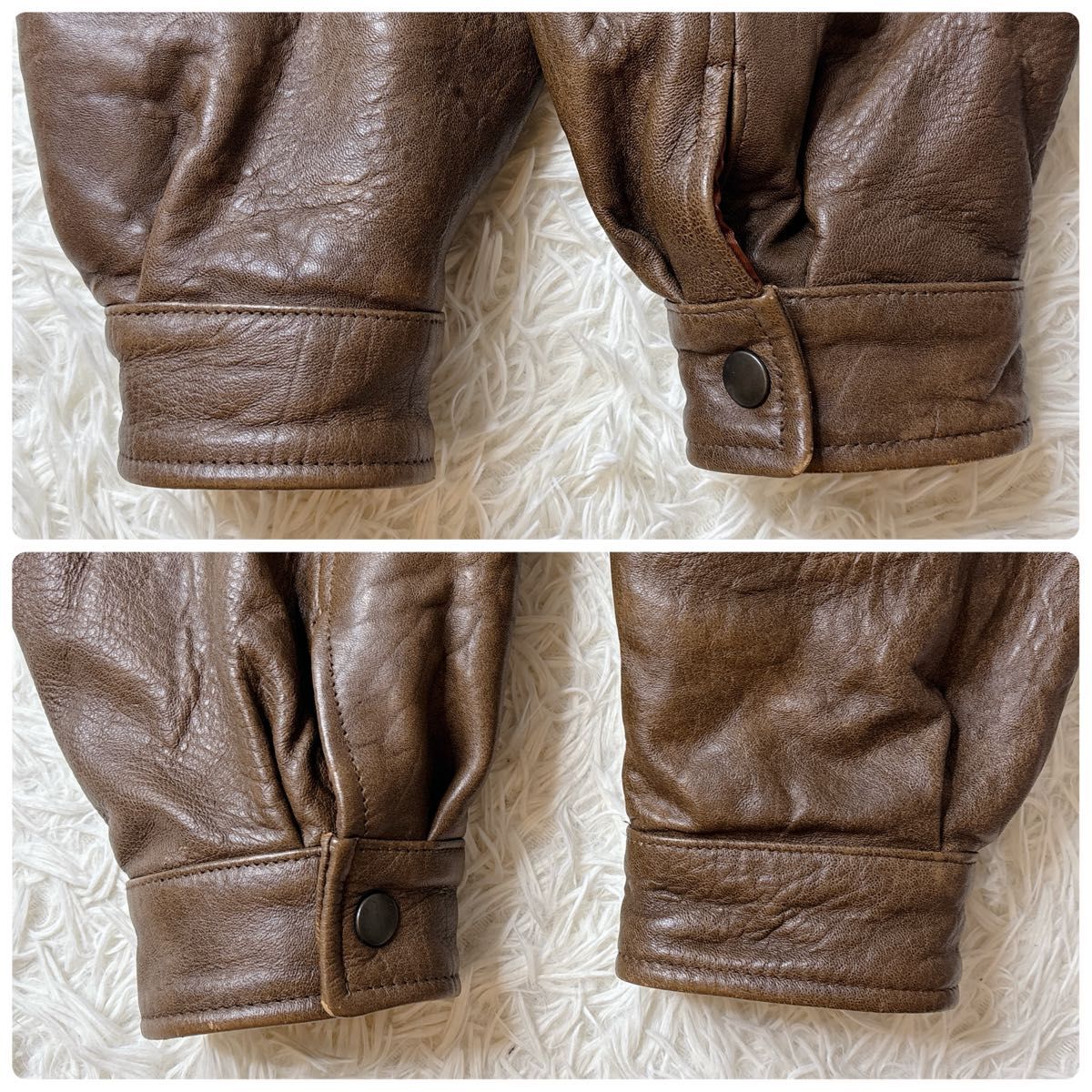 ヴィンテージ G-1 A-2 レザーフライトジャケット 襟ボア 短丈 L 羊革