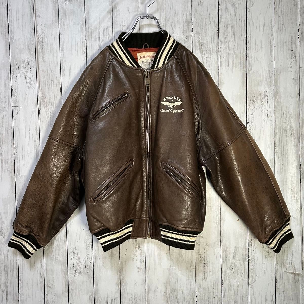 AVIREX アヴィレックス オールレザースタジャン バックアーチロゴ