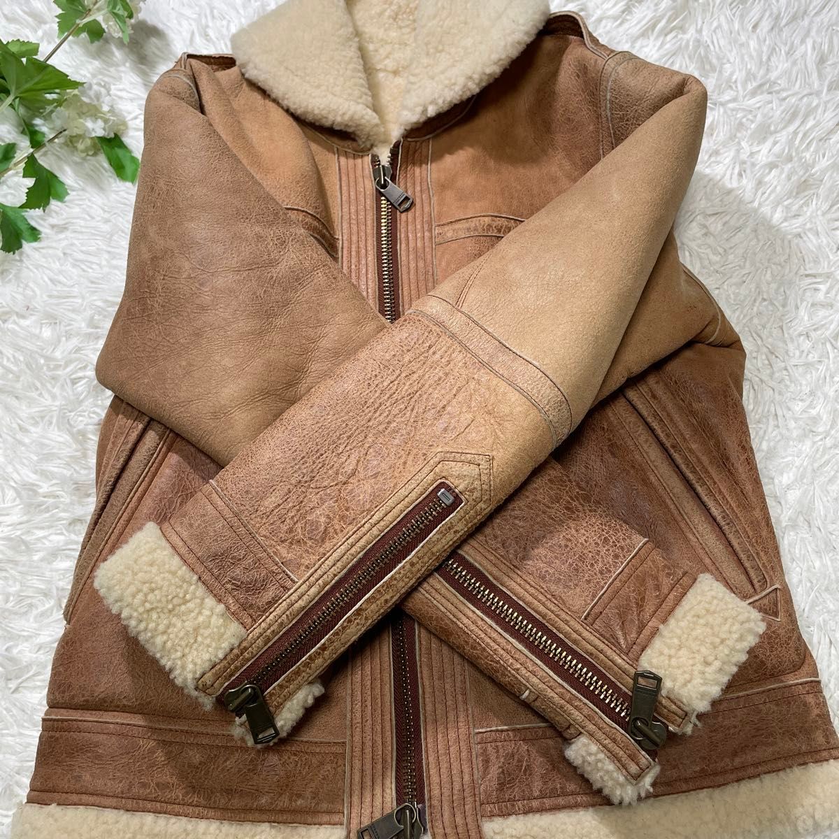 極美品 バーバリーブラックレーベル ムートン ジャケット レザー ボア