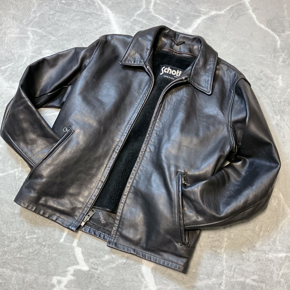 廃盤品】Schott 152 シングルライダース レザージャケット 襟 ライナー