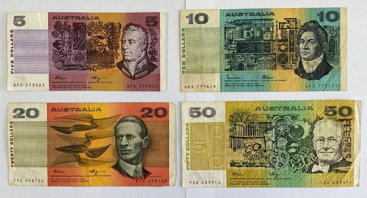 オーストラリア ドル 紙幣 4枚セット 5ドル 10ドル 20ドル 50ドル 旧