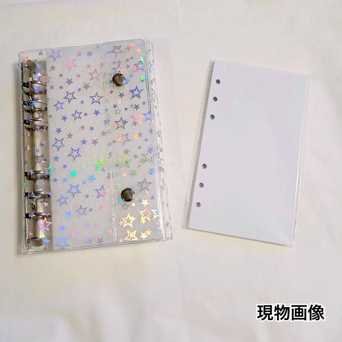 A6サイズ 星柄シール帳 両面剥離シート 40枚付 大容量 6穴 バインダー