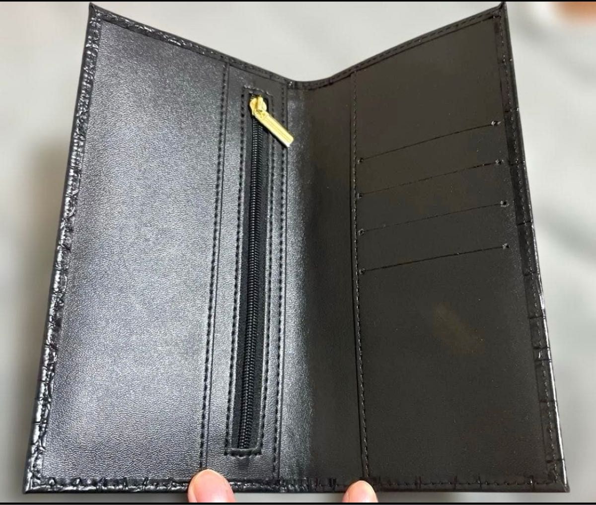 新品未使用/箱付き】皇居限定 新デザイン クロコ型押しブラック長財布