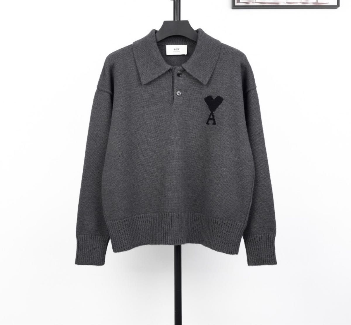 AMI PARIS アミパリス AMI DE COEUR ポロニット グレー｜Yahoo!フリマ