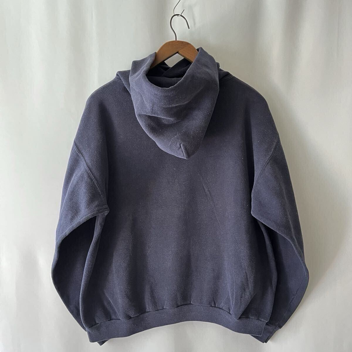 70s RUSSELL ATHLETIC 金タグ 無地 スウェットパーカー L ネイビー USA