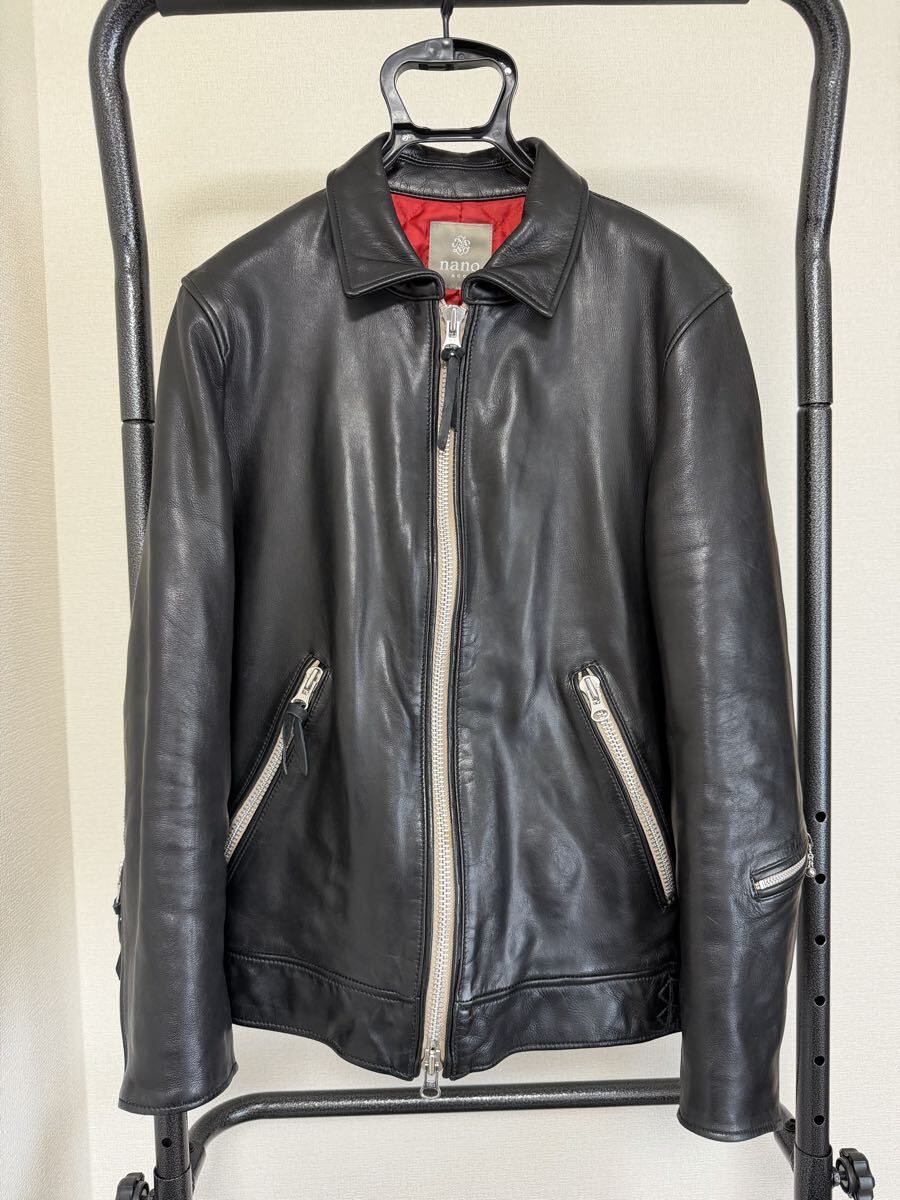 希少 美品 XLサイズ ナノユニバース シープスキン シングルライダース