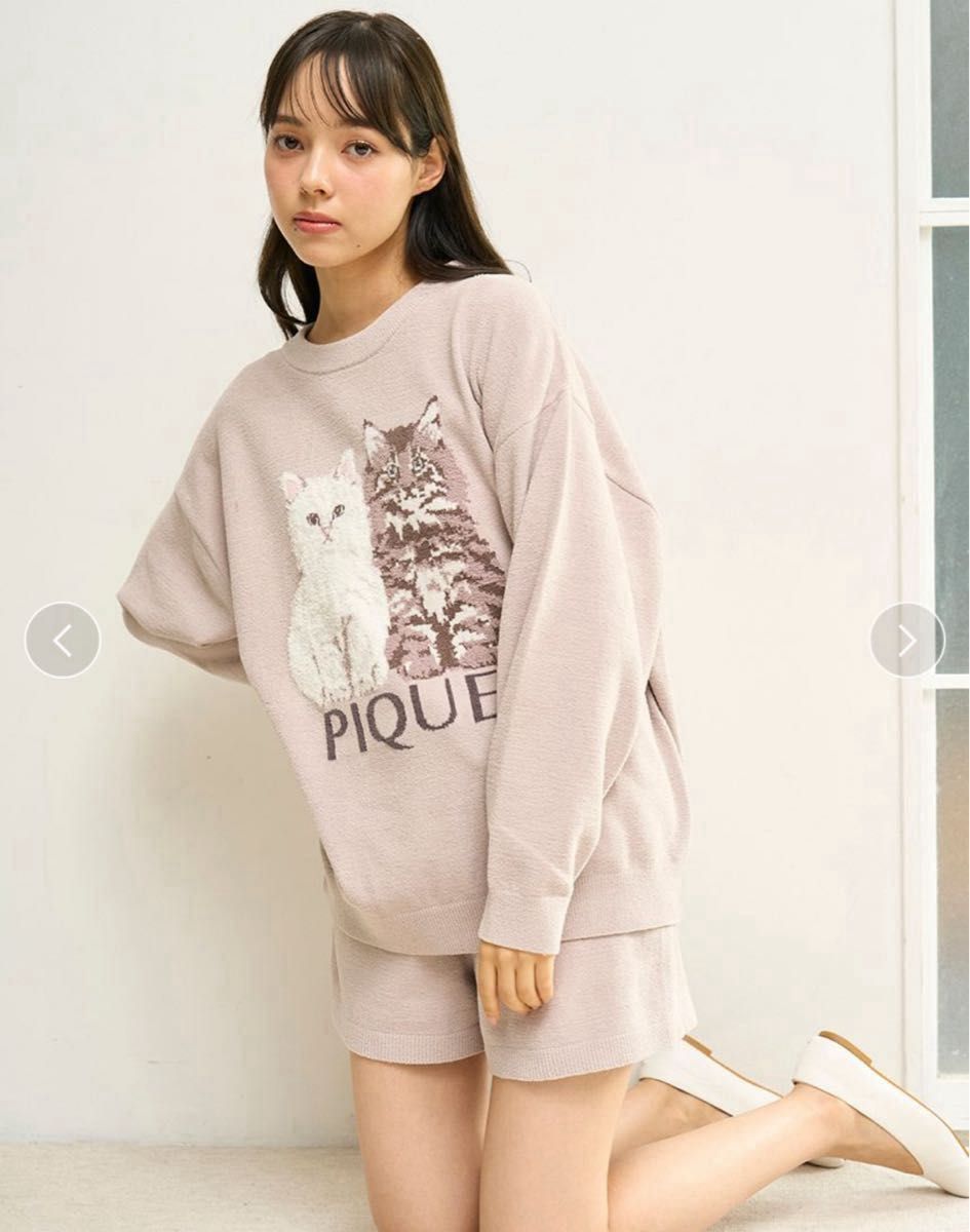 ジェラートピケ ツインキャットジャガードプルオーバー&ショートパンツ