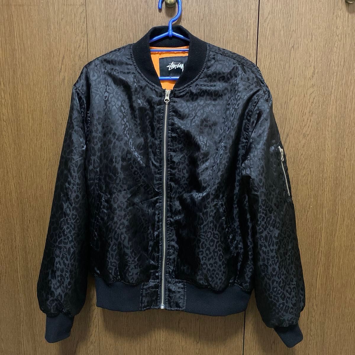STUSSY ステューシー MA-1 ボンバージャケット レオパード ブラック