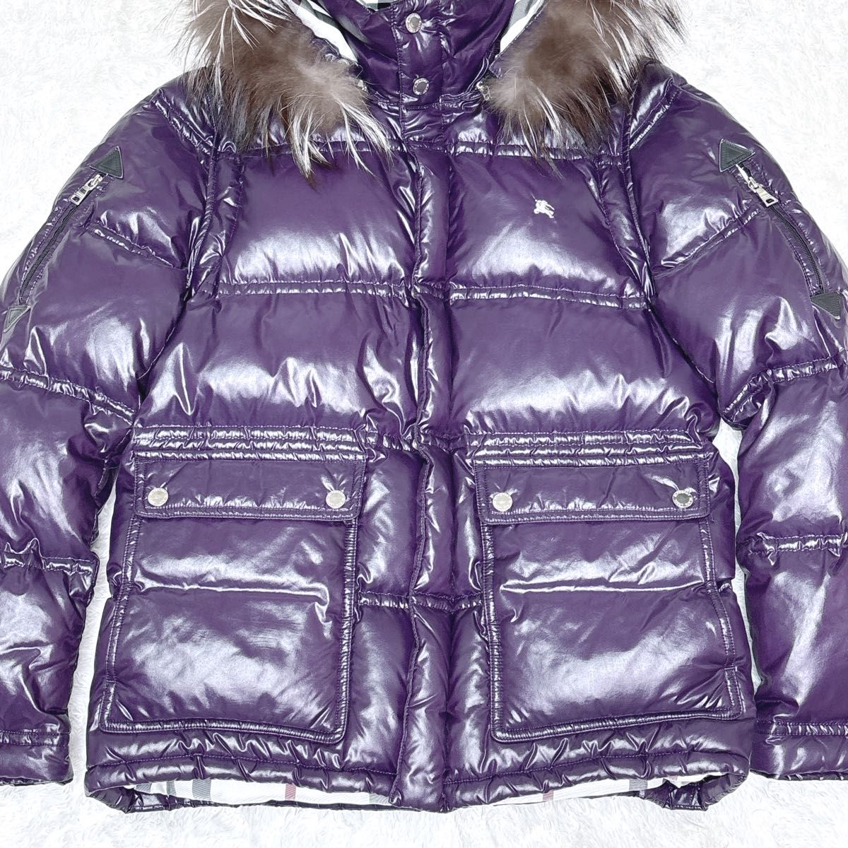 バーバリー ブラックレーベル ダウン 6way メガチェック シルバー