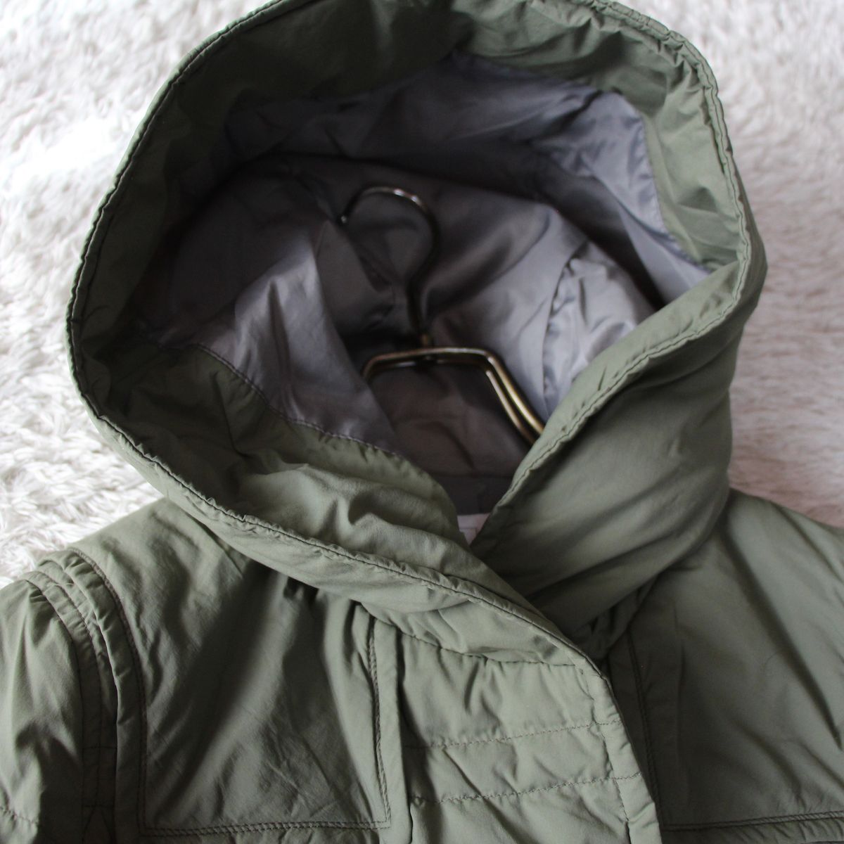 プラステ ダウンコート M ダッフルコート風 フード オリーブグリーン