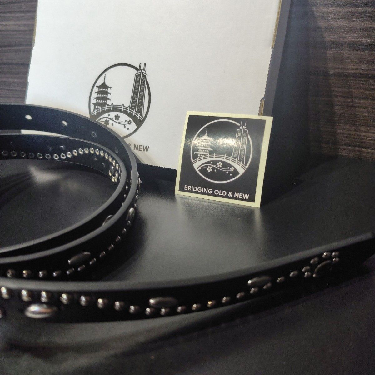 クロス虹 本革レザーフルスタッズナローベルト ビンテージアンティーク