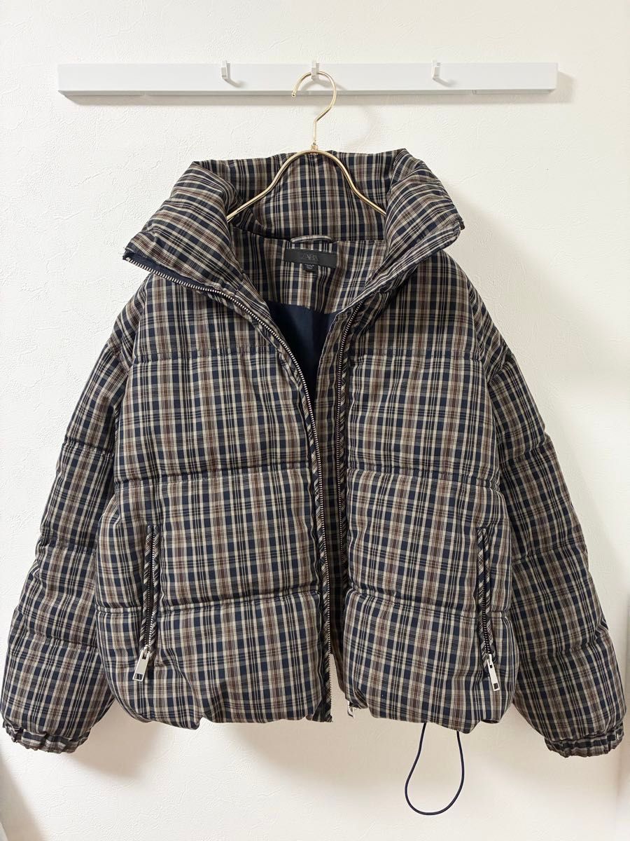 完売品 新作 ZARA チェック柄キルティングアノラック XS ダウン
