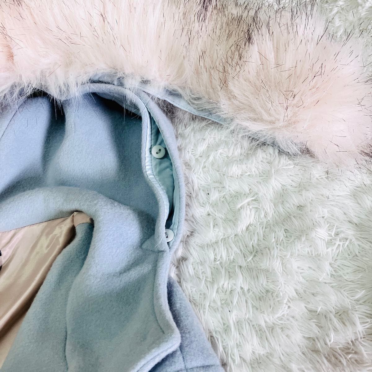 Her lip to Faux Fur Hoodie Duffle Coart ダッフルコート ライト