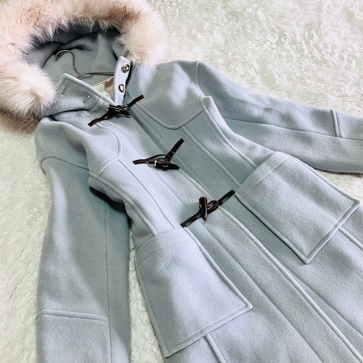 Her lip to Faux Fur Hoodie Duffle Coart ダッフルコート ライト