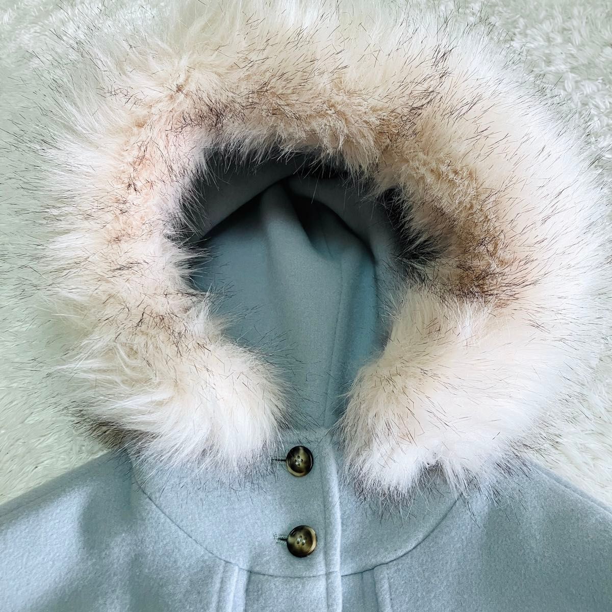 Her lip to Faux Fur Hoodie Duffle Coart ダッフルコート ライト