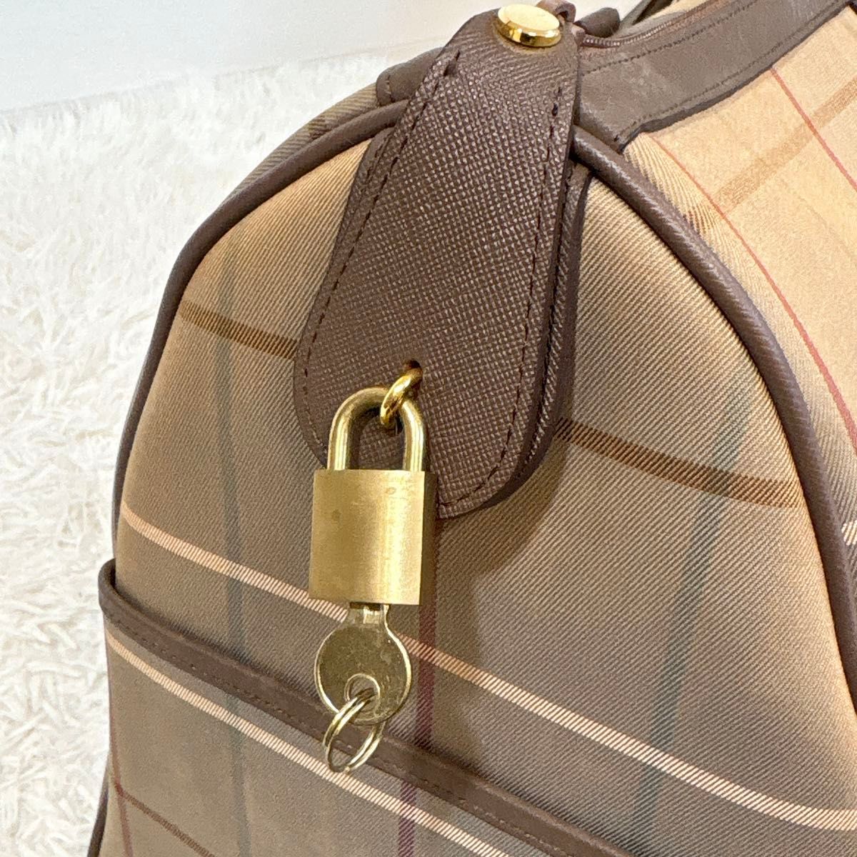 大容量】 Burberrys バーバリー ボストンバッグ チェックビンテージ 鍵