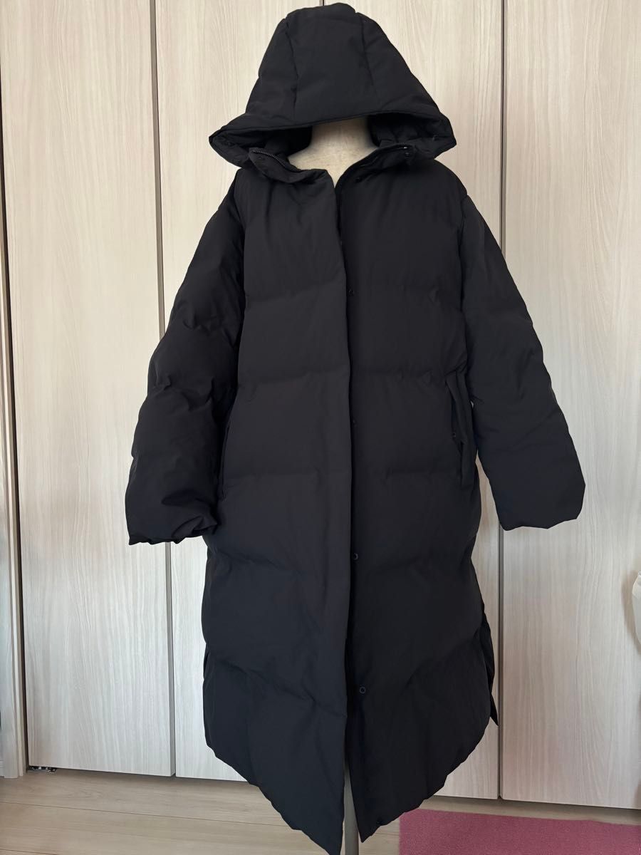 美品 ユニクロ シームレスダウンロングコート ブラック 大きいサイズ