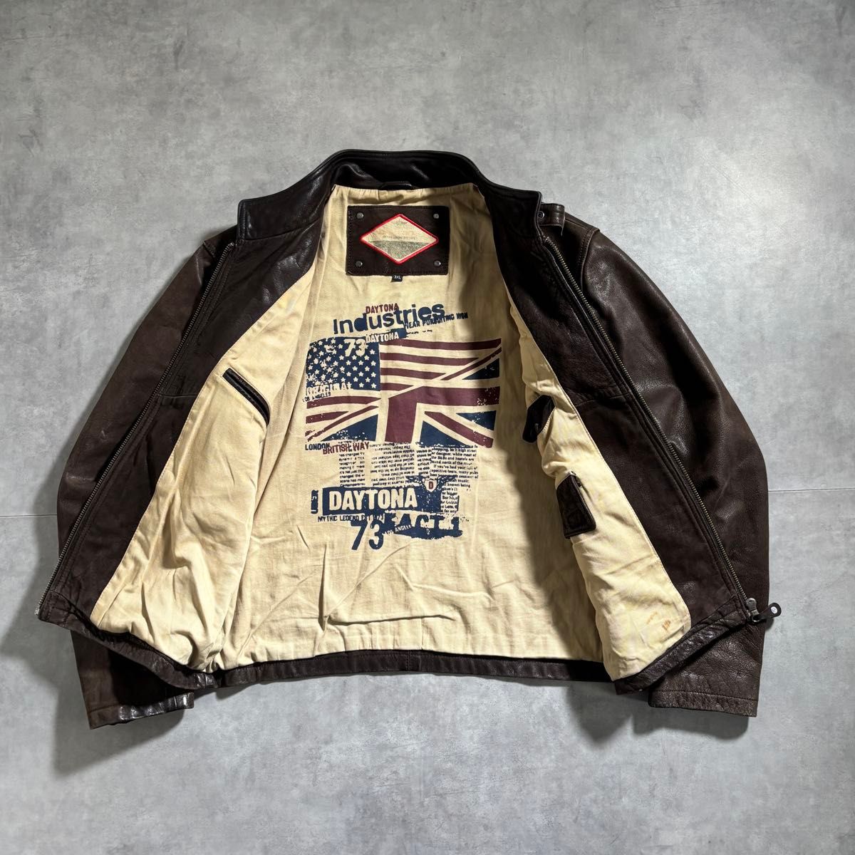 古着 90s〜 DAYTONA レザー ジャケット 短丈 ブラウン 本革 ユーロ