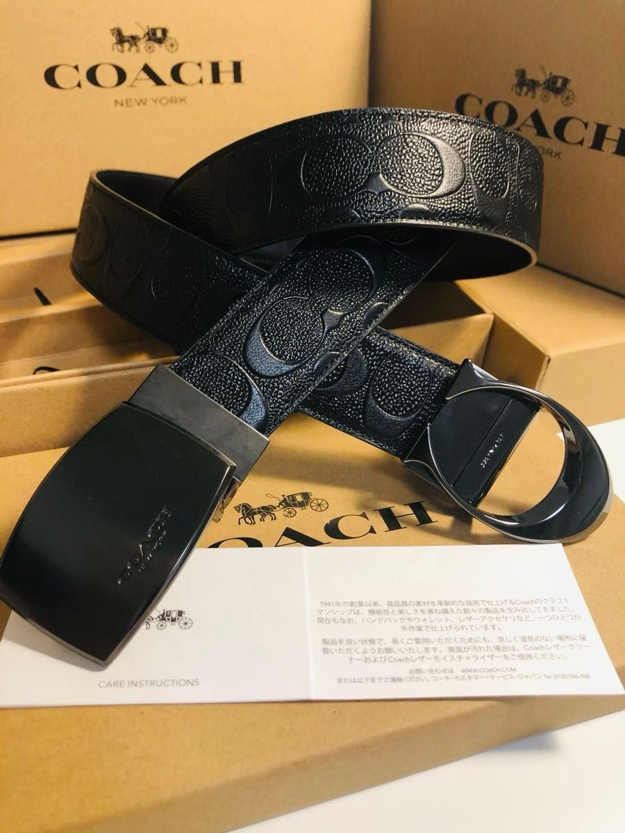 セール COACHコーチ新品正規品リバーシブルレザーベルト 回転バックル2