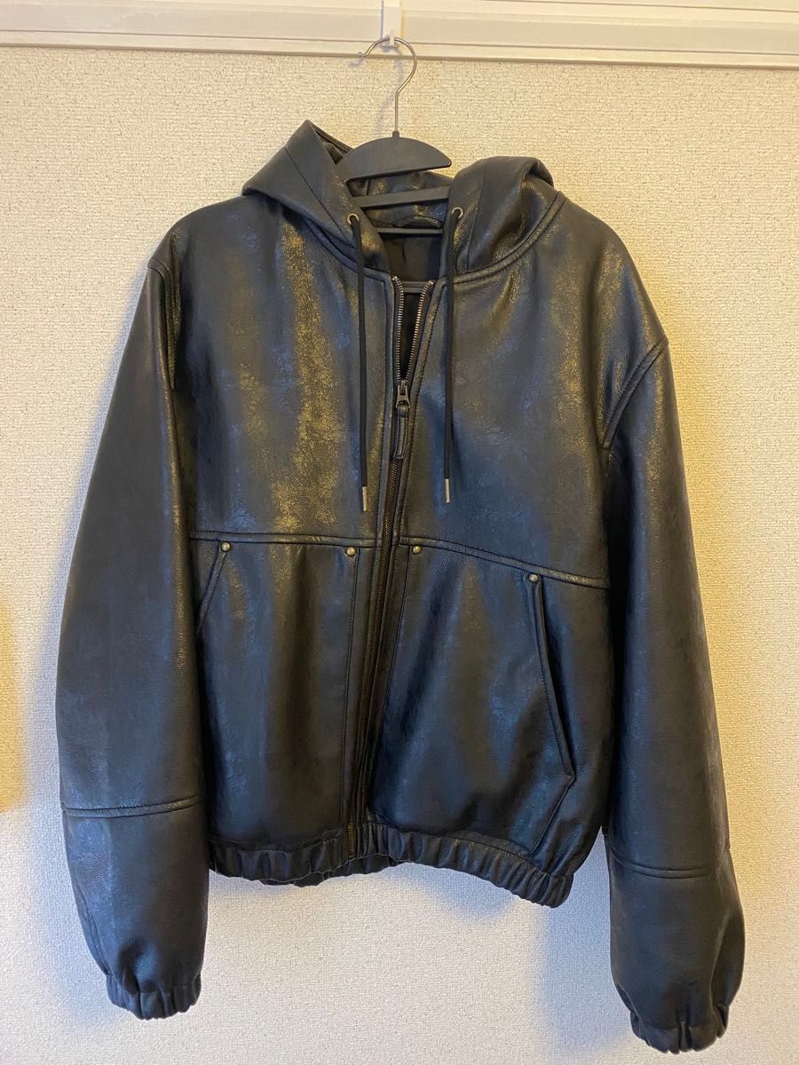 美品 ZARA フェイクレザー フーデッドジャケット Lサイズ｜Yahoo