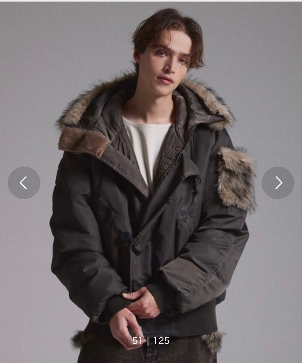 GRANCY ファーポケットデザインフェードN2Bジャケット ブラウン m