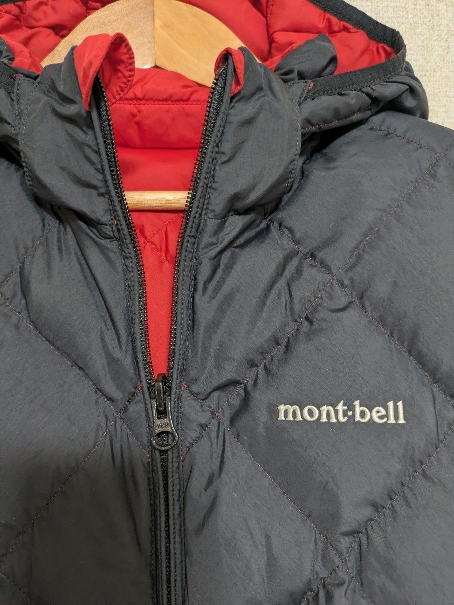 良品 リバーシブルダウンジャケット キルティング 黒赤 モンベル mont